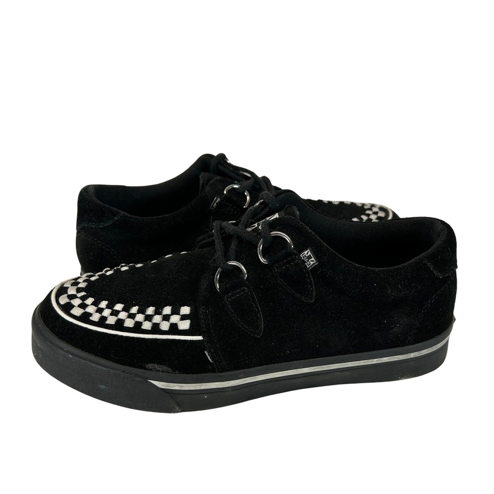 TUK VLK Creeper Sneakers Black Suede Checkerboard Interlace Skull Bones Mens 5